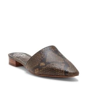 Vince Camuto leather snakeskin mules